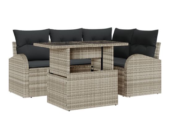 vidaXL Zestaw sofy ogrodowej  5-częściowy z jasnoszarymi poduszkami Dārza mēbeļu komplekti