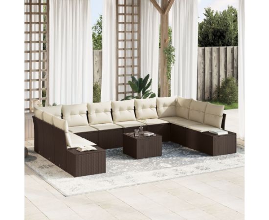 Vidaxl 10-częściowy zestaw sof ogrodowych z poduszkami Szary polirattan Dārza mēbeļu komplekti