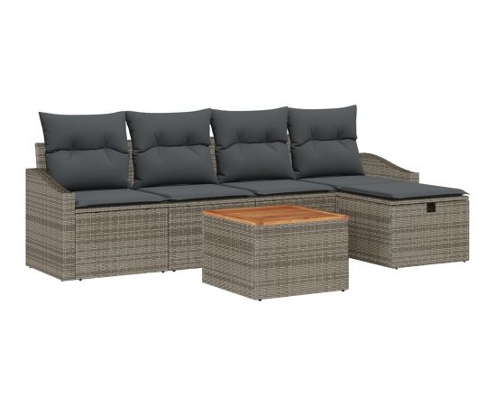 vidaXL 6 Elementowy Zestaw Sof Ogrodowych z Poduszkami Szary Polirattan Dārza mēbeļu komplekti