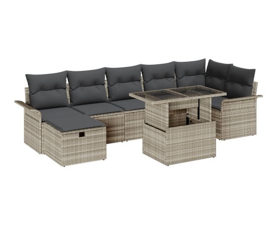 vidaXL Zestaw Sofa Ogrodowe  8 Elementów z Poduszkami Beżowy Polirattan Dārza mēbeļu komplekti