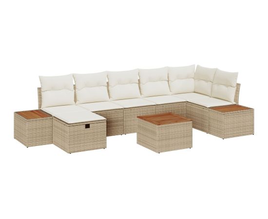 vidaXL Zestaw kanap  8 elementów z poduszkami Beżowy Polirattan Dārza mēbeļu komplekti