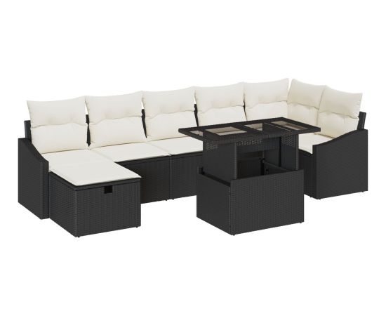 vidaXL 8-częściowy zestaw sof ogrodowych z poduszkami czarny polirattan Dārza mēbeļu komplekti