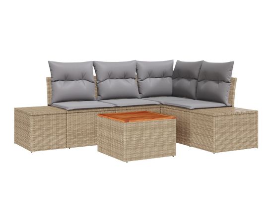 vidaXL 5-częściowy zestaw sof ogrodowych  z poduszkami Beżowy Dārza mēbeļu komplekti