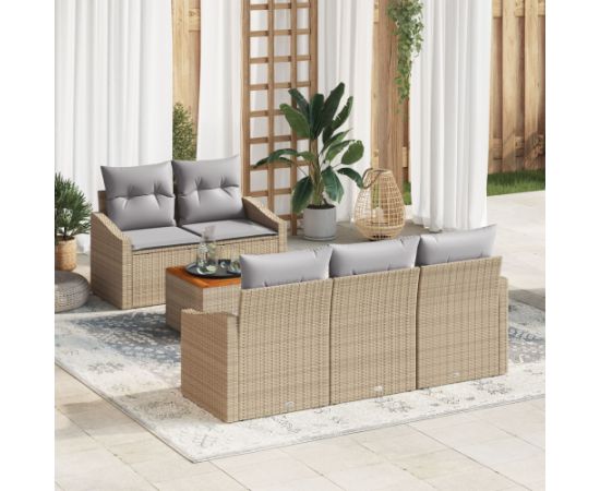 vidaXL Zestaw Sof 6 Sztuk z Poduszkami Beżowy Rattan Akacja Dārza mēbeļu komplekti