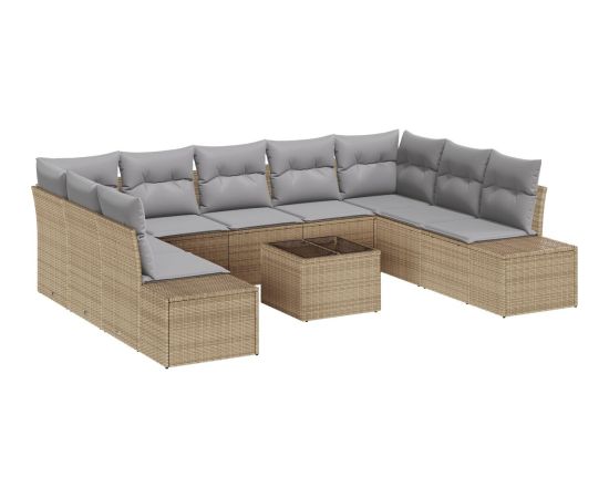 vidaXL 10 Elementowy Zestaw Sofa Ogrodowa z Poduszkami Czarny Polirattan Dārza mēbeļu komplekti