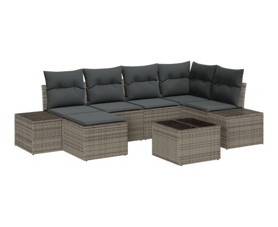 vidaXL Zestaw Sof Ogrodowych  6-częściowy z Poduszkami Czarny Polirattan Dārza mēbeļu komplekti