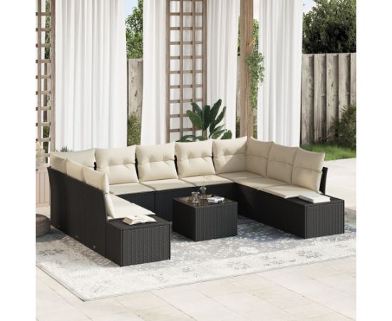 vidaXL Zestaw 9 elementów sof ogrodowych  z poduszkami brązowy polirattan Dārza mēbeļu komplekti