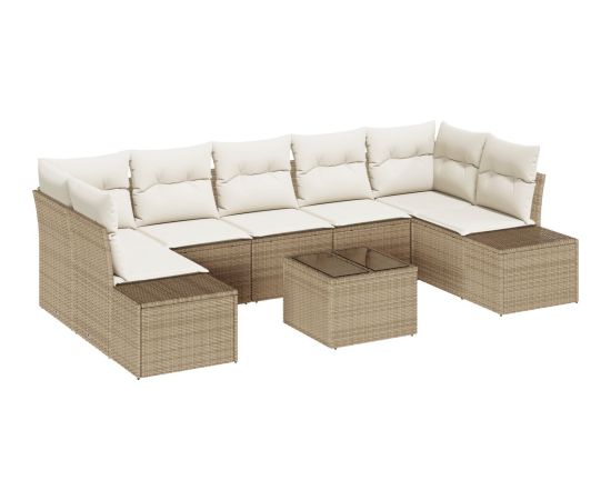 vidaXL 8-częściowy zestaw sof ogrodowych z poduszkami beżowym polirattanem Dārza mēbeļu komplekti