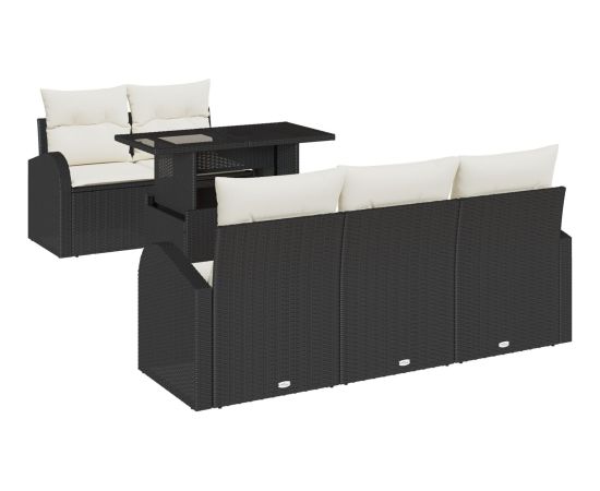 vidaXL 6-częściowy zestaw sof ogrodowych z poduszkami Czarny Polirattan Dārza mēbeļu komplekti