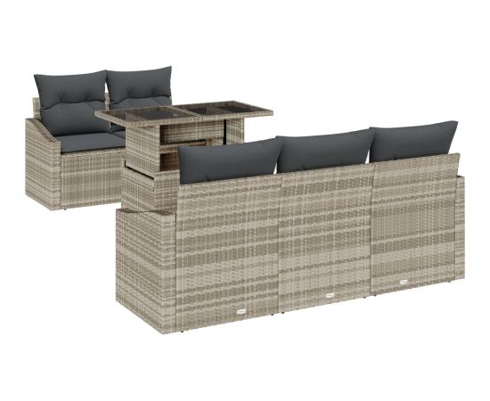 vidaXL Zestaw Sofowy do Ogrodu 6 Części z Poduszkami Szary Polirattan Dārza mēbeļu komplekti