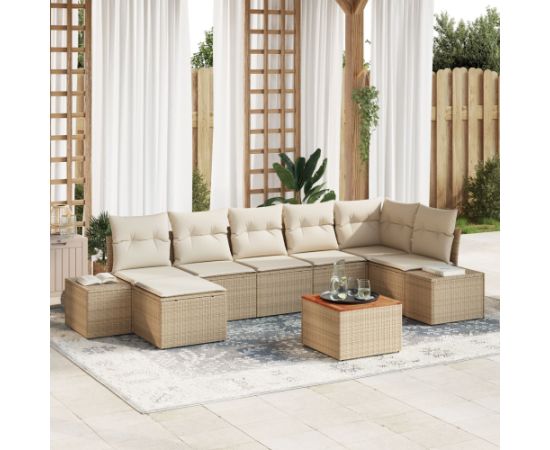 vidaXL Zestaw sof ogrodowych  8 części Beżowy i kremowy Polirattan Duży Dārza mēbeļu komplekti