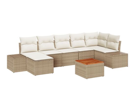 vidaXL Zestaw sof ogrodowych  8 części Beżowy i kremowy Polirattan Duży Dārza mēbeļu komplekti