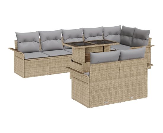 vidaXL 9-Częściowy Zestaw Sof Ogrodowych z Poduszkami Beżowy Polirattan Dārza mēbeļu komplekti