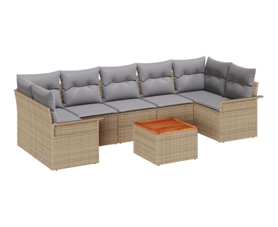 vidaXL Zestaw Sof Ogrodowych 8 Części z Poduszkami Beżowy Polirattan Akacja Dārza mēbeļu komplekti