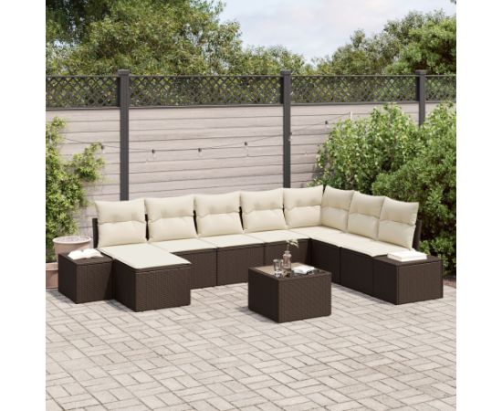 vidaXL 8-częściowy zestaw sof ogrodowych z poduszkami szary polirattan Dārza mēbeļu komplekti