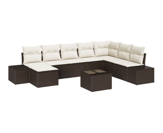 vidaXL 8-częściowy zestaw sof ogrodowych z poduszkami szary polirattan Dārza mēbeļu komplekti