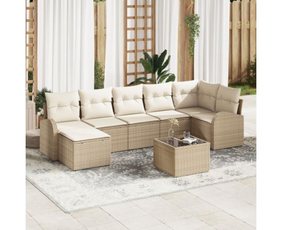 vidaXL Zestaw Sof Ogrodowych 8-elementowy z Poduszkami Brązowy Poli Rattan Dārza mēbeļu komplekti