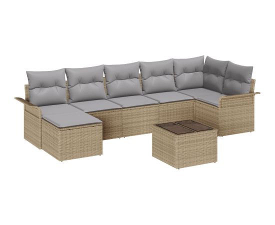 vidaXL Zestaw 8-osobowy sof ogrodowych z poduszkami w czarnym polirattanowym wydaniu Dārza mēbeļu komplekti