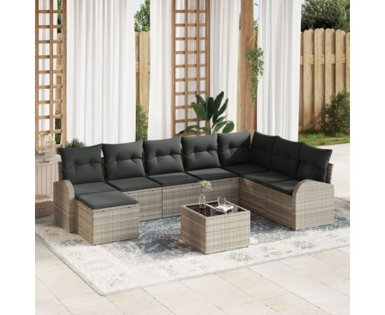 vidaXL Zestaw sof ogrodowych  Zestaw 9 Beżowy i czarny Rattan Nowoczesny Dārza mēbeļu komplekti