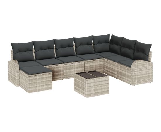 vidaXL Zestaw sof ogrodowych  Zestaw 9 Beżowy i czarny Rattan Nowoczesny Dārza mēbeļu komplekti