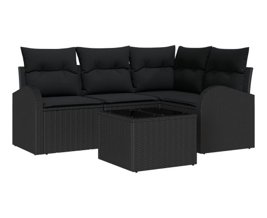 vidaXL Zestaw 5 częściowy sof ogrodowych z poduszkami czarnymi polirattanu Dārza mēbeļu komplekti
