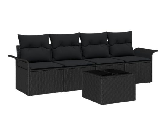 vidaXL 5 Częściowy Zestaw Sof Ogrodowych z Poduszkami Czarny Polirattan Dārza mēbeļu komplekti