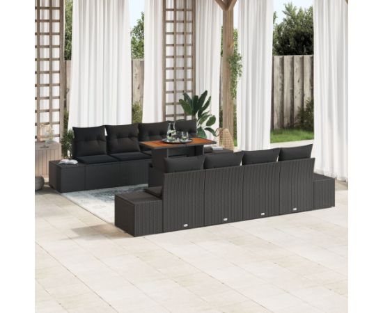 vidaXL 7-częściowy zestaw sof ogrodowych  z poduszkami w czarnym polirattanie Dārza mēbeļu komplekti