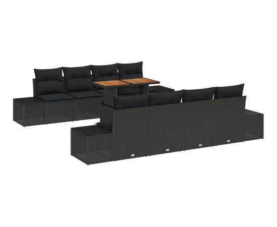vidaXL 7-częściowy zestaw sof ogrodowych  z poduszkami w czarnym polirattanie Dārza mēbeļu komplekti