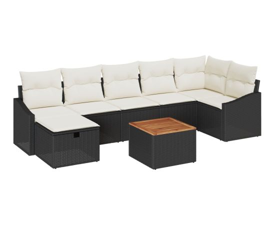 vidaXL Zestaw Sof Ogrodowych 8-częściowy z poduszkami czarny polirattan Dārza mēbeļu komplekti