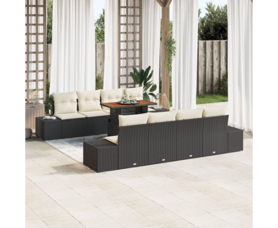 vidaXL Zestaw sof ogrodowych  7 części z poduszkami czarny technorattan Dārza mēbeļu komplekti