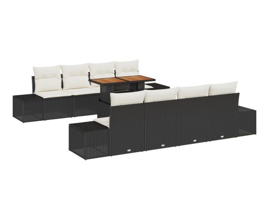 vidaXL Zestaw sof ogrodowych  7 części z poduszkami czarny technorattan Dārza mēbeļu komplekti