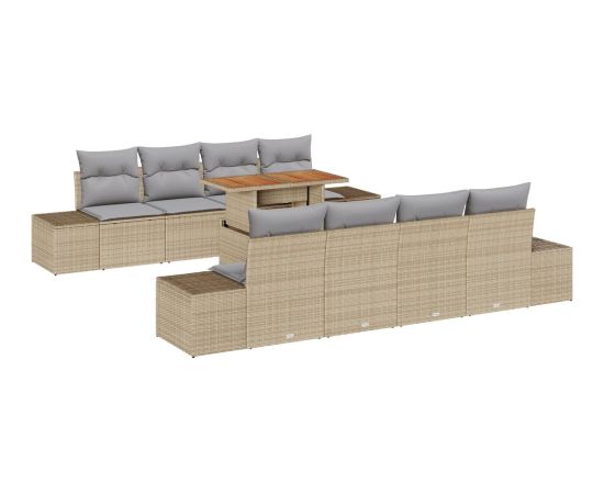 vidaXL Zestaw sof ogrodowych 7 elementów z poduszkami Beżowy Poli Rattan Dārza mēbeļu komplekti