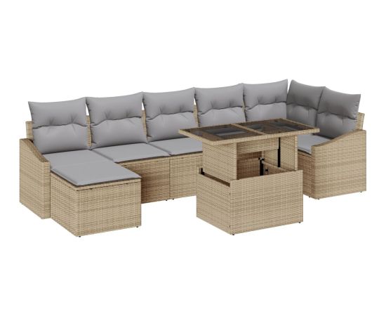 vidaXL 8-częściowy zestaw sof ogrodowych z poduszkami w beżowym rattanem PE Dārza mēbeļu komplekti