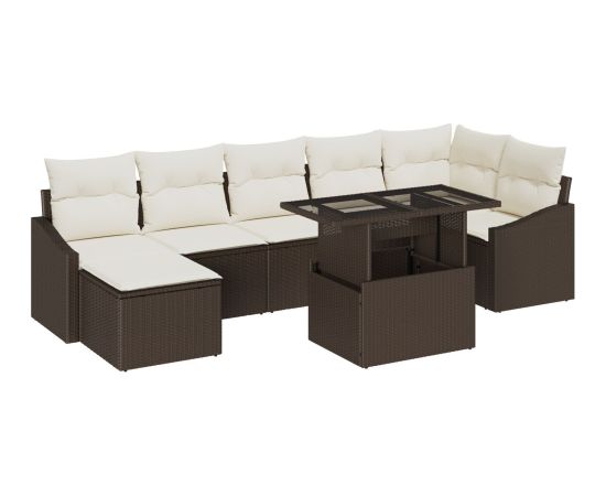 vidaXL Zestaw 8-częściowych sof ogrodowych z poduszkami brązowy polirattan Dārza mēbeļu komplekti