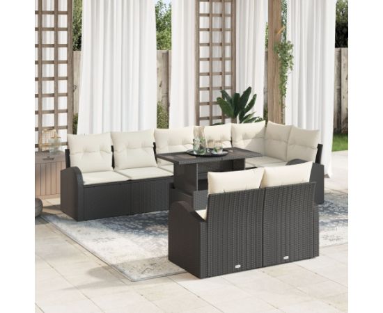 vidaXL 9-częściowy zestaw sof ogrodowych z poduszkami Czarny Polirattan Dārza mēbeļu komplekti