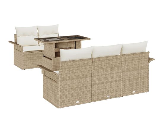 vidaXL Zestaw 6 sztuk sof ogrodowych z poduszkami Beżowy Polirattan Dārza mēbeļu komplekti