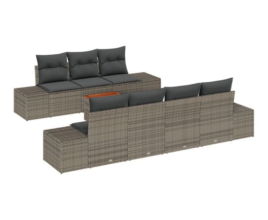 vidaXL 8-elementowy zestaw sofy ogrodowej z poduszkami szary polirattan akacja Dārza mēbeļu komplekti