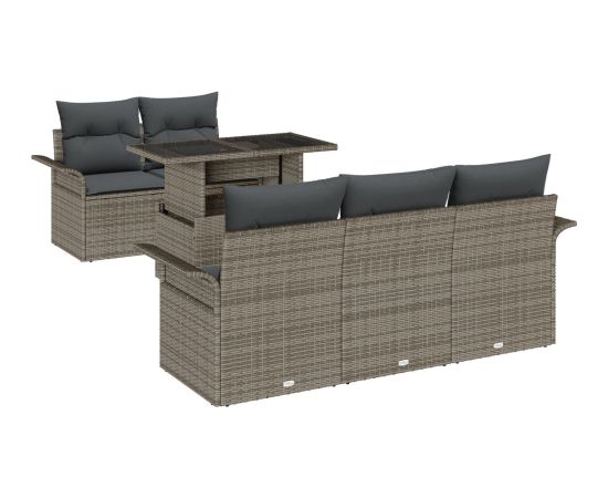 vidaXL Zestaw Sofy do Ogrodu  6 części z Poduszkami Szary Polirattan Dārza mēbeļu komplekti