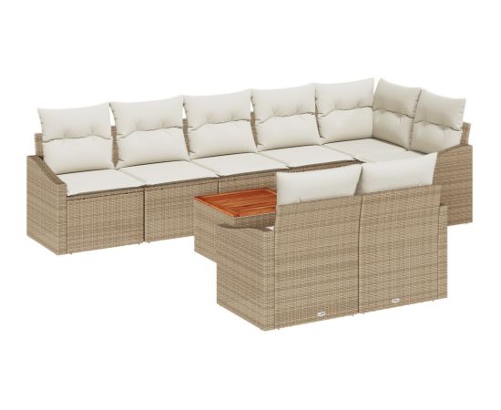 vidaXL Zestaw Sofy Ogrodowej  9 Elementów z Poduszkami Beżowy Polirattan Akacja Dārza mēbeļu komplekti