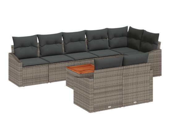 vidaXL Zestaw Sofy Ogrodowej  w 9 Elementach z Poduszkami Szary Polirattan Akacja Dārza mēbeļu komplekti