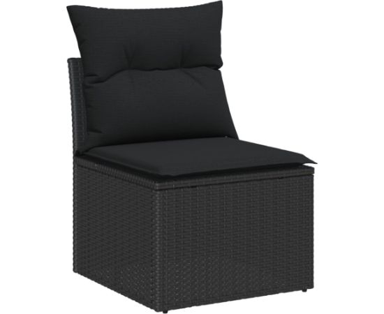 vidaXL Zestaw 8 elementów sofy ogrodowej z poduszkami czarny polirattan akacja Dārza mēbeļu komplekti