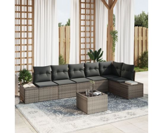 vidaXL Zestaw Sof Ogrodowych 6-Częściowy z Poduszkami Czarny Polirattan Dārza mēbeļu komplekti