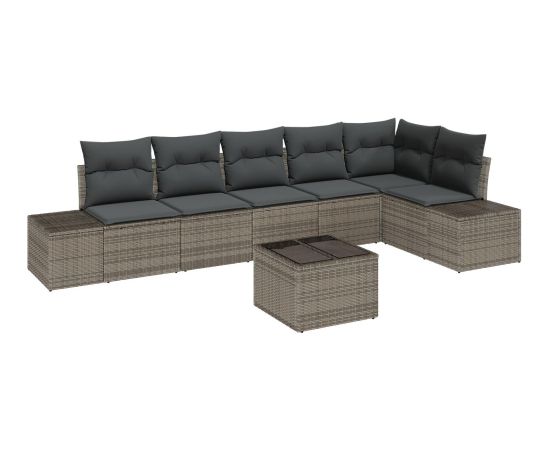 vidaXL Zestaw Sof Ogrodowych 6-Częściowy z Poduszkami Czarny Polirattan Dārza mēbeļu komplekti