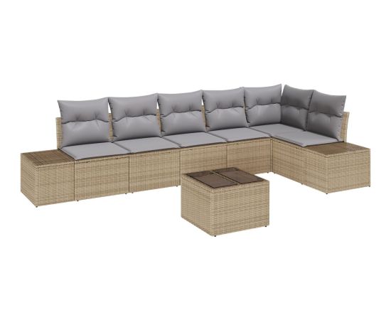 vidaXL Zestaw sof ogrodowych  7 częściowy z poduszkami czarny polirattan Dārza mēbeļu komplekti