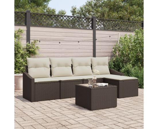 vidaXL Zestaw Sofowy 5 Części z Poduszkami Szary Polirattan Dārza mēbeļu komplekti