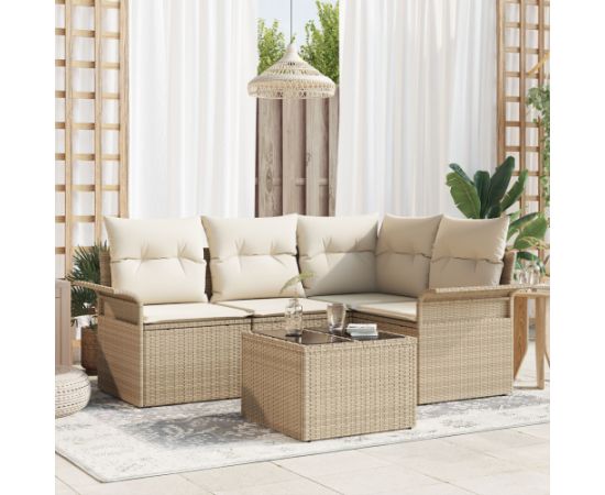 vidaXL 5-częściowy zestaw sof ogrodowych z poduszkami w brązowym polirattanie Dārza mēbeļu komplekti