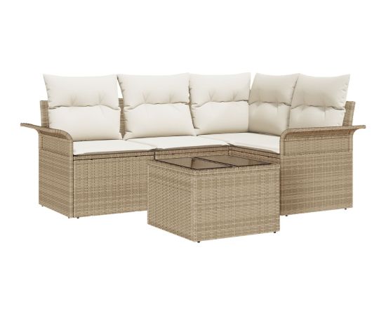 vidaXL 5-częściowy zestaw sof ogrodowych z poduszkami w brązowym polirattanie Dārza mēbeļu komplekti