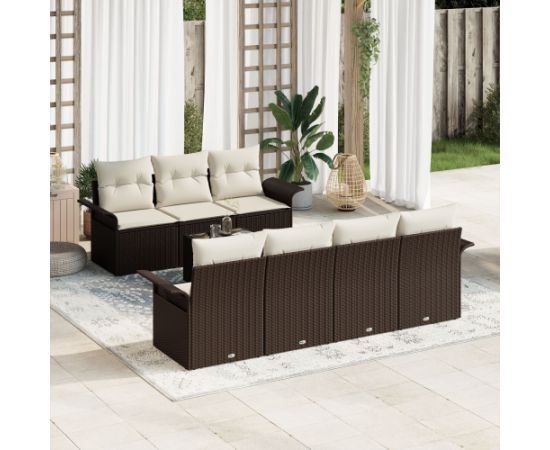 vidaXL 8-Częściowy Zestaw Sof Ogrodowych z Poduszkami Brązowy Poli Rattan Dārza mēbeļu komplekti