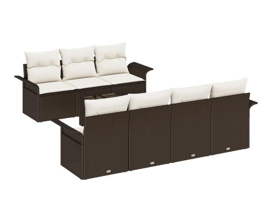 vidaXL 8-Częściowy Zestaw Sof Ogrodowych z Poduszkami Brązowy Poli Rattan Dārza mēbeļu komplekti