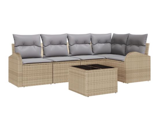 vidaXL 6-elementowy zestaw sof ogrodowych z poduszkami czarny polirattan Dārza mēbeļu komplekti